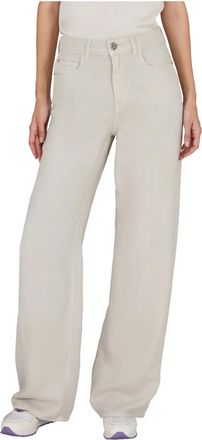 Emporio Armani Linnenmix Broek met Wijde Pijpen - Dames - Loose Fit Jeans - Beige - W27 - Linnen - Jeans