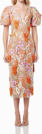 Elliatt Remix Midi Dress In Beige Multi