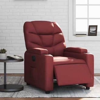 vidaXL Sill&oacute;n Reclinable El&eacute;ctrico De Cuero Sint&eacute;tico Rojo Tinto Vidaxl