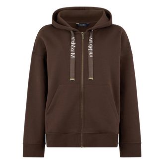 Max Mara Zip-throughs, female, Brown, Size: M Hooded sweatshirt with zip in cotton polyester blend