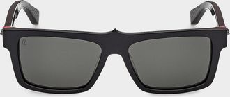 Christian Louboutin Men & apos;s Temple-Spike Acetate Rectangle Sunglasses