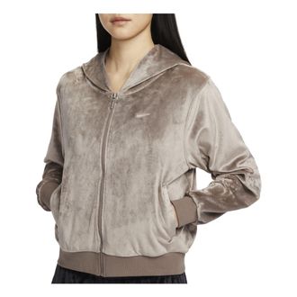 Nike (WMNS) Nike Chill Knit Velvet Full-Zip Hoodie Asia Sizing Brown Mocha HJ0958-233