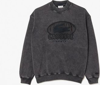 Lacoste Mens Embroidered Crew Neck Drop Shoulder Sweatshirt - Black - Size: 38