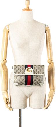 Gucci Pre-owned Womens Gg Marmont Belt Bag Web Detail - Tan Textile - One Size
