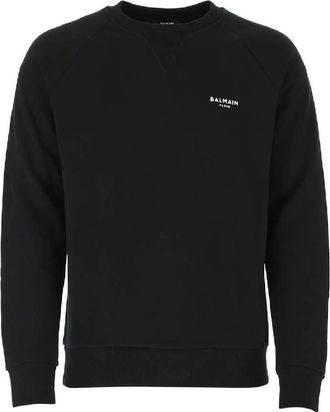 Balmain Flock Logo Print Cotton Sweatshirt, Size Medium