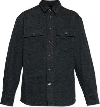 Casablanca Monogram Denim Shirt - Heren - Spijkeroverhemden - Zwart - L - Denim - Overhemden