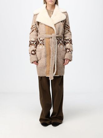 Ermanno Scervino Cardigan jacquard in lana di alpaca con collo in shearling