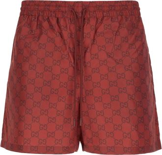 Gucci Beachwear, male, Red, Size: 3XL GG print nylon swim short