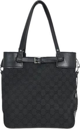 Gucci Pre-owned Tote Bags, female, Black, Size: ONE SIZE Pre-owned Canvas Tote Bag