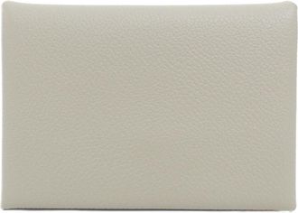 Herm&egrave;s White Evercalf Leather Coin Purse/Coin Case (Pre-Owned)