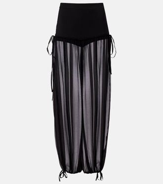Nensi Dojaka Mesh-trimmed silk balloon pants