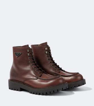 Prada Leather lace-up boots