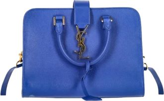 Saint Laurent Tweedehands leren handtassen - Dames - Vintage Handtas - Blauw - ONE Size - Leer - Vintage