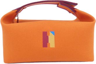 Herm&egrave;s Orange Canvas Pouch (Pre-Owned)