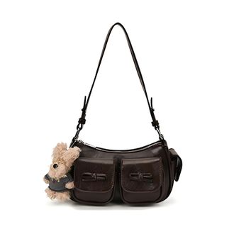 Generic Vintage Crescent Hobo Handbag Underarm Purse for Women Work Travel (Coffee) (Coffee)