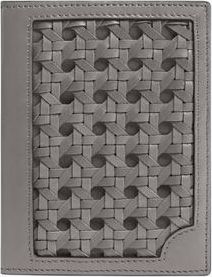 Aviteur Double Calfskin Paglia di Vienna Weave Passport Holder in Elephant Grey at Nordstrom