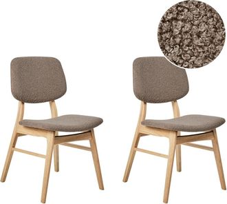 Beliani Silla de comedor de tejido marr&oacute;n