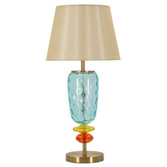 Mauro Ferretti L&aacute;mpara de mesa de metal, cristal y tela multicolor (&oslash; 35 x 73 cm)
