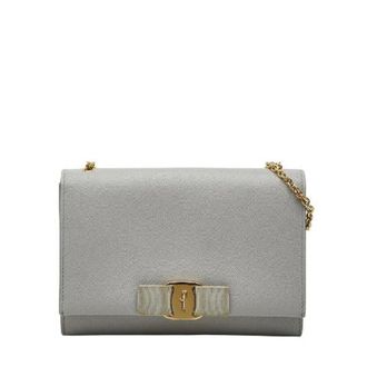 Ferragamo Pre-owned Cross Body Bags, female, Gray, Size: ONE SIZE Pre-owned Leather Shoulder Bag