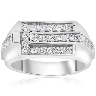 Pompeii3 3/4ct Diamond Mens Wedding Ring 10k White Gold
