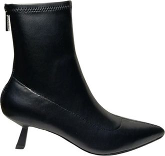 Steve Madden Leren laarzen en enkellaarsjes - Dames - Laarzen met Hak - Zwart - 37 1/2 EU - Schoenen