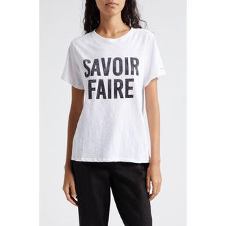 Cinq &agrave; Sept Savoir Farie Rhinestone T-Shirt in White/Black at Nordstrom Rack, Size Xx-Small