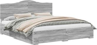 vidaXL Estructura De Cama Con Cabecera Gris Sonoma 200 X 200 Cm Vidaxl