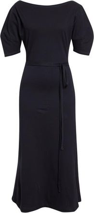 Christophe Lemaire Off the Shoulder Cotton & Linen Jersey Midi Dress in Urchin at Nordstrom, Size Xx-Small