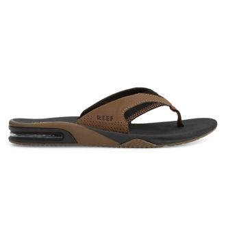 Reef Fanning Synthetic Nubuck Mens Toe Post Sandals - Black Tan - Size:UK 13