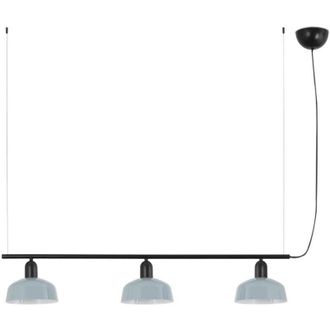 Faro Barcelona Faro Tatawin L&aacute;mpara Colgante De Techo Con Barra Peque&ntilde;a, Color Negro Y Azul Gris&aacute;ceo Brillante, 3 Bombillas E27