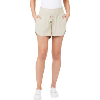 Ripe Indi Shirred Linen Short in Natural at Nordstrom, Size X-Small Au