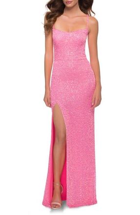 La Femme Sequin Gown in Neon Pink at Nordstrom, Size 10