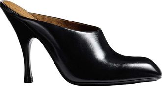 Khaite Colt Black Brushed Leather Mules