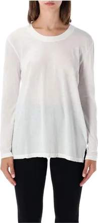 James Perse Tops, Dames, Wit, S, Katoen, Clear Jersey Long Sleeve Tee