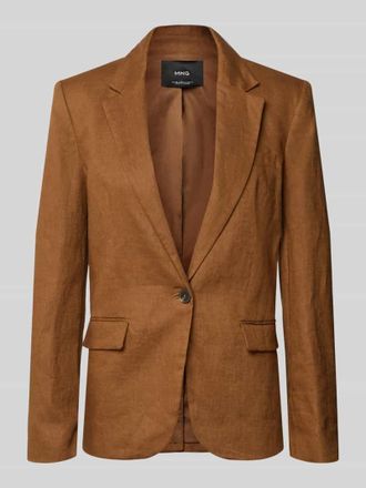 Mango Slim Fit Blazer aus Leinen mit Pattentaschen Modell BORELI in Camel, Gr&ouml;&szlig;e 34
