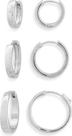 BP. 14K Gold Dipped Set of 3 Hoop Earrings in Sterling Silver Dipped at Nordstrom