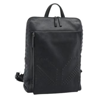 MCM Pre-owned Backpacks, female, Black, Size: ONE SIZE Pre-owned Leather Backpack