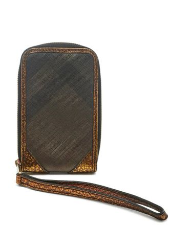 Burberry check coated canvas wristlet - Brown