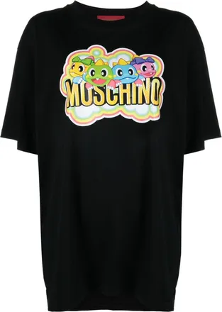 Moschino cartoon-print organic-cotton T-shirt - women - Organic Cotton - S - Black
