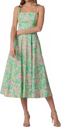 Shoshanna Majorelle Midi Dress In Bright Mint