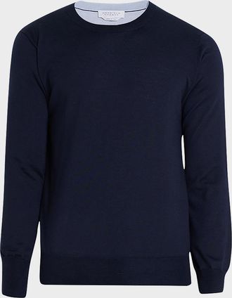 Gabriela Hearst Men & apos;s Wells Cashmere-Silk Reversible Pullover Sweater