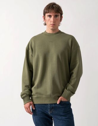 HUGO BOSS Mens HUGO Dapocrew Mens Crew Neck Sweatshirt - Open Green 388 - Tan - Size: 42