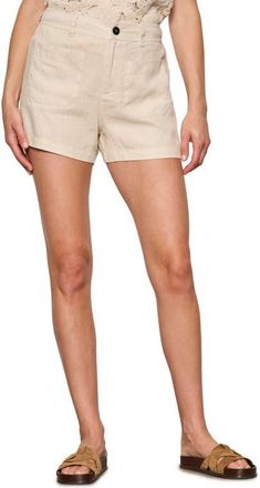 Sanctuary The Marine Linen Shorts in Summer Sand White at Nordstrom, Size 26