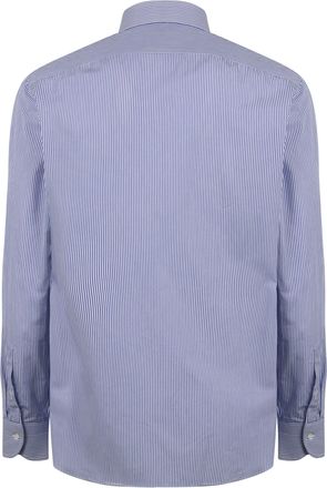 Borriello Mens Cotton Poplin Striped Shirt Blue