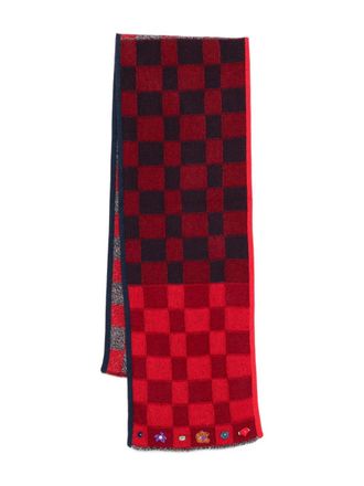 YanYan Knits Geruite sjaal - Rood