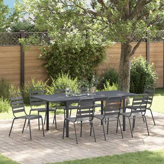 Berkfield Home 9 Piece Garden Dining Set Anthracite Steel