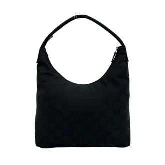 Gucci Black Nylon Leather Shoulder Bag Tote Bag (Pre-Owned)