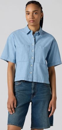 Levi's Hemdbluse LEVIS HARLIE SS CROPPED SHIRT, Damen, Gr. XS (34), brass organ, Web, Obermaterial: 100% Baumwolle, unifarben, regular fit normal, angesetzte