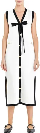 English Factory Sleeveless Sweater Dress in Cream/black at Nordstrom, Size Large