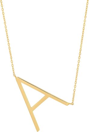 MAX + STONE 10k Yellow or White Gold Large Sideways Block Letter Initial with Cable Chain